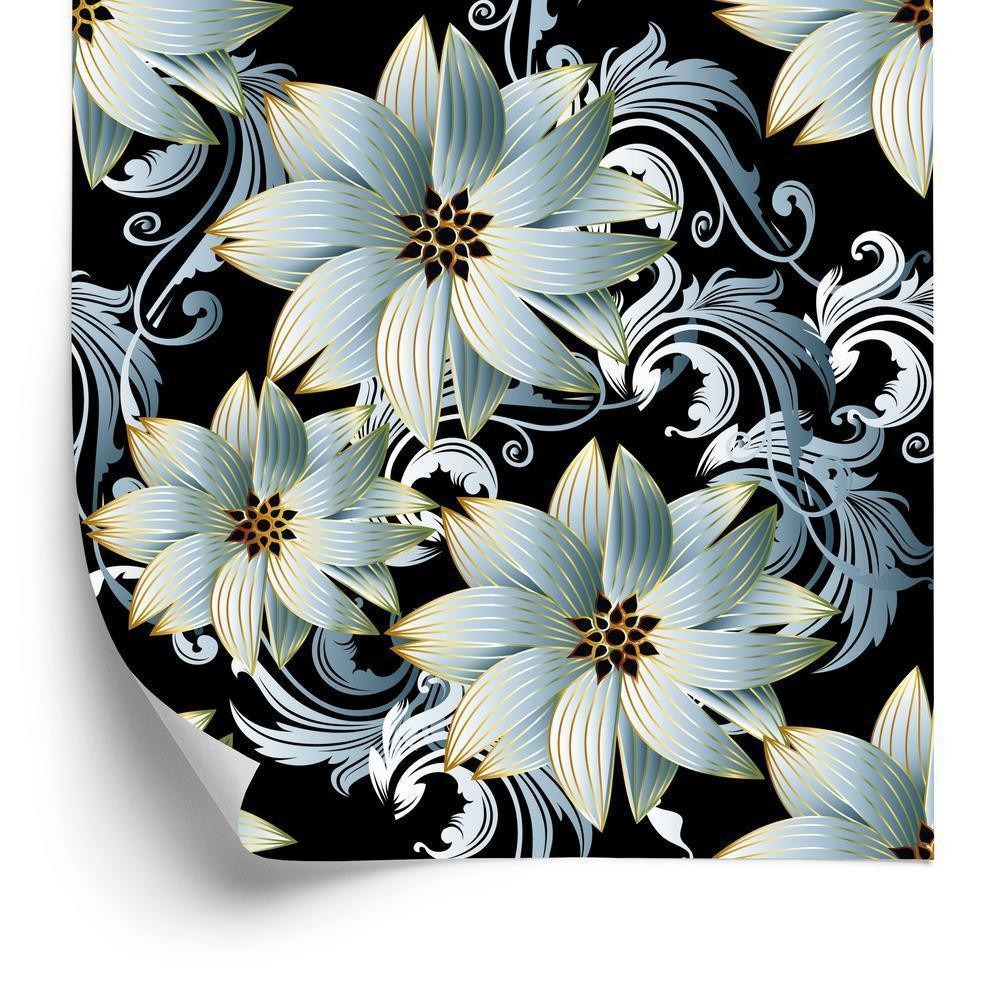 3D Tapet med Optiske Blomsterblade til Stuen