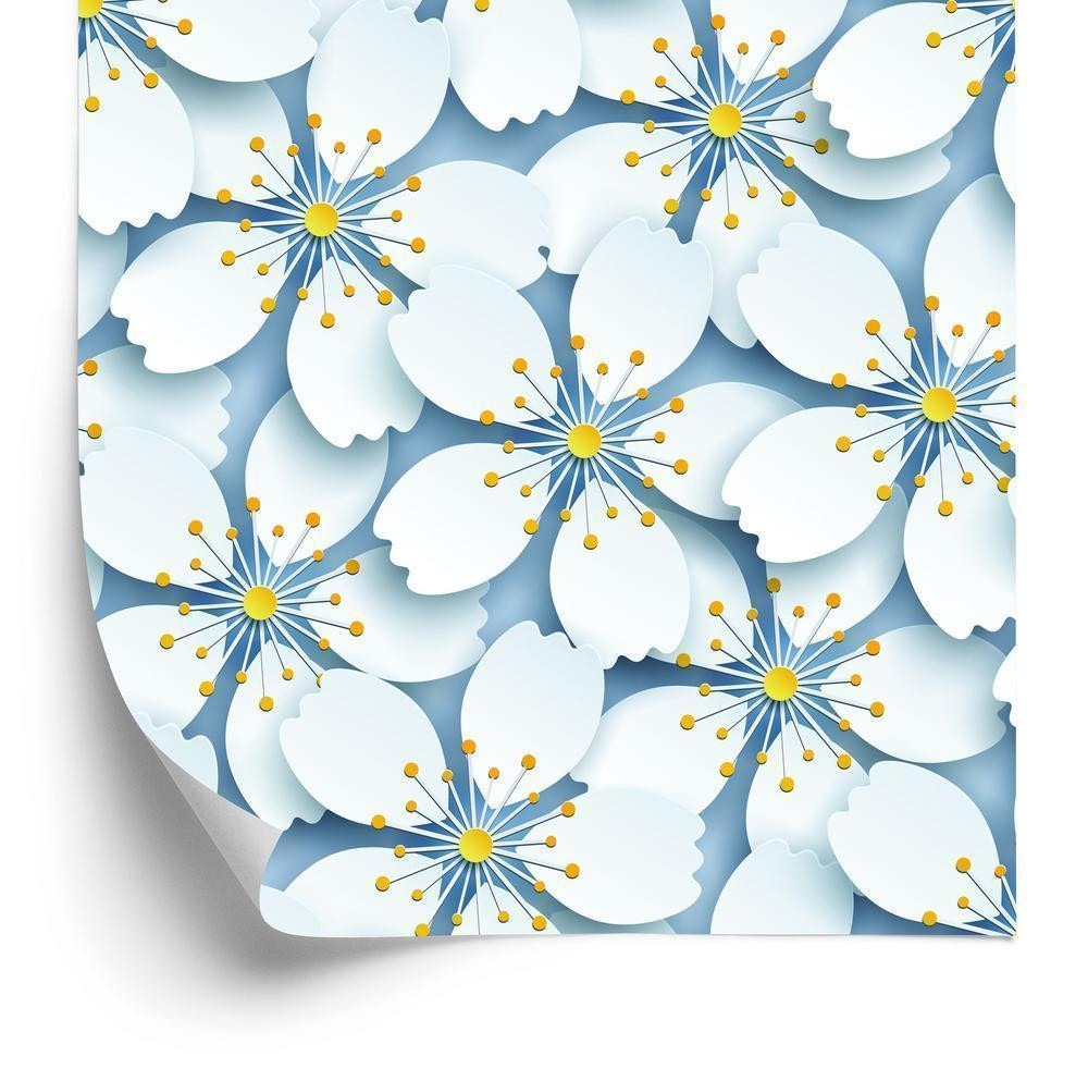 3D Tapet med Optiske Naturblomster til Stuen